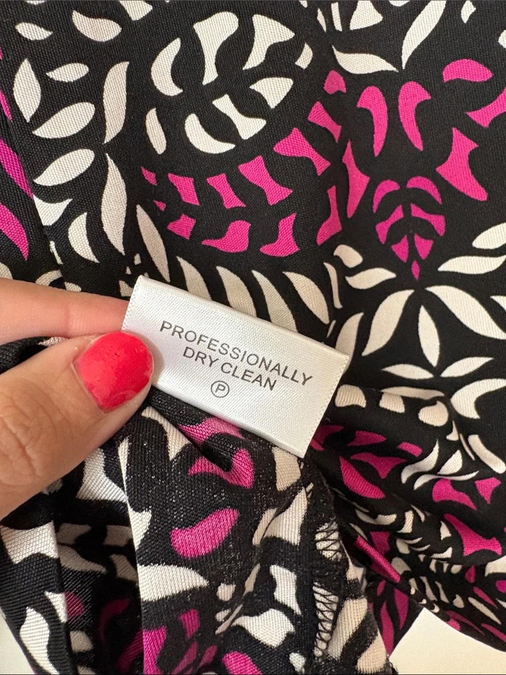 Tory Burch Black, White & Magenta Printed Button-Down Silk Shirt